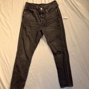 Levi's 501 Skinny Jeans 27x28 Levi's Premium Denim, Faded Black Distressed